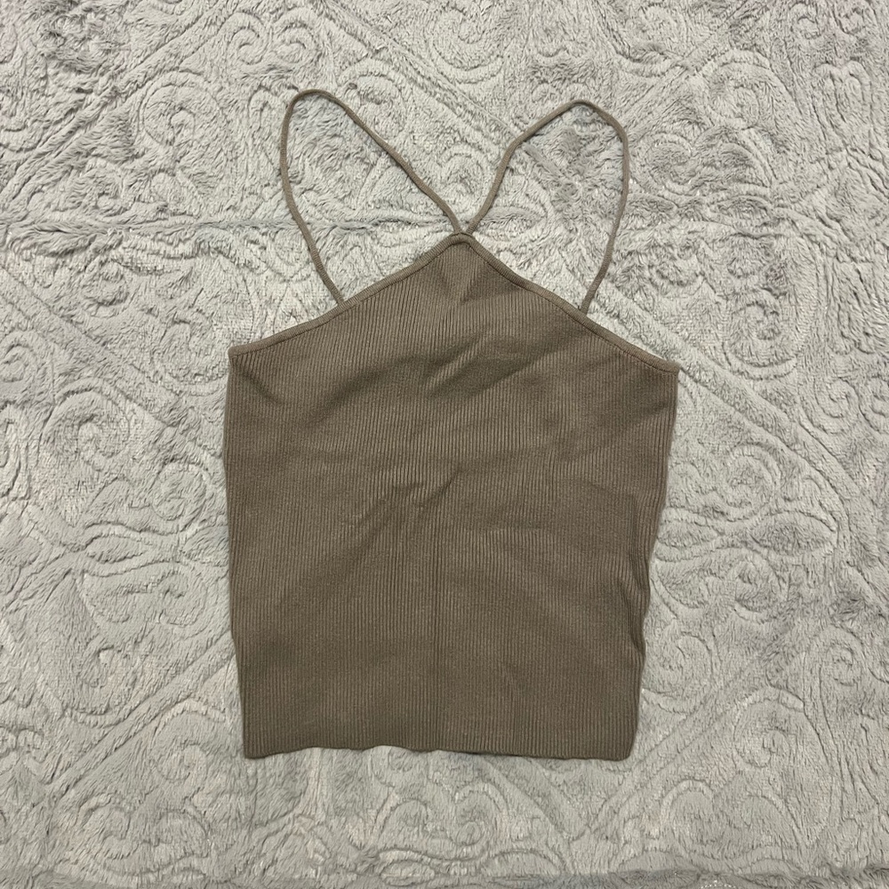 Miss Love Olive Sweater Tank Crop Top